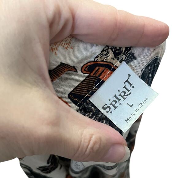 Spirit Halloween Creature Of The Night Button Down Shirt Large Tied Skull Cat - Picture 7 of 8